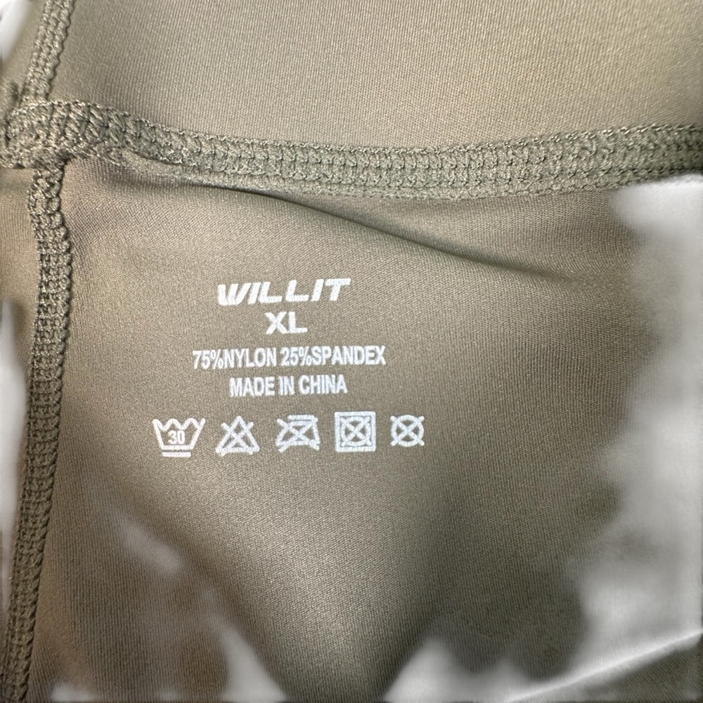 Willit Women’s Thermal Running Leggings XL Olive Green Stretch Workout Pants - Picture 3 of 8